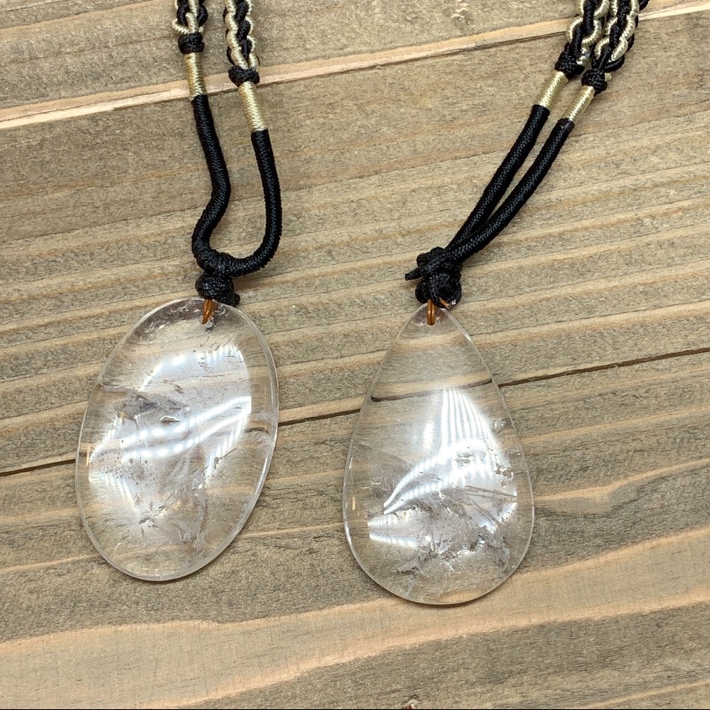 Quartz Pendant Necklace on Adjustable Silk Cord